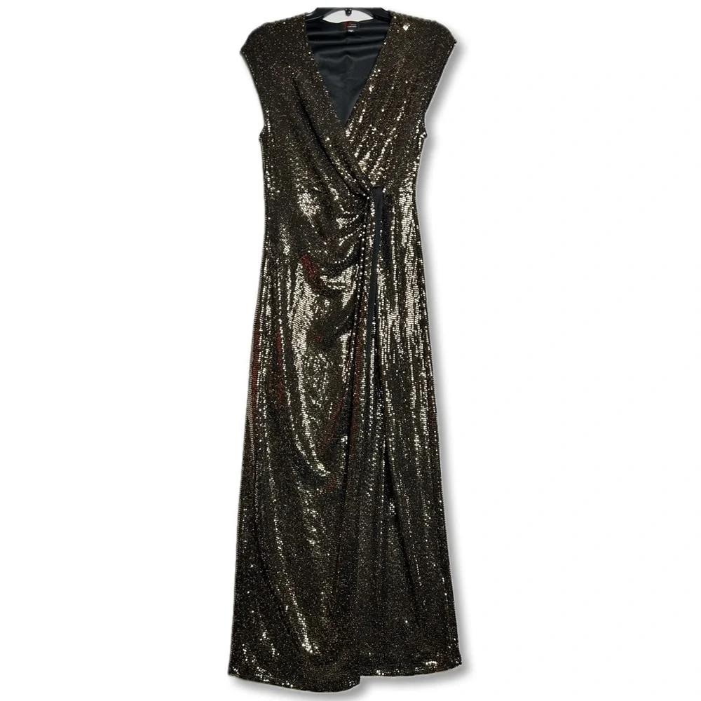 JM Studio by John Meyer Dress Long Gold Sequin Party Wedding Size 6 - Picture 2 of 11